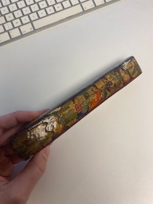 A collection of eight lacquered papier-maché pen boxes or qalamdans, Qajar, Persia, 19th C. — photo 46