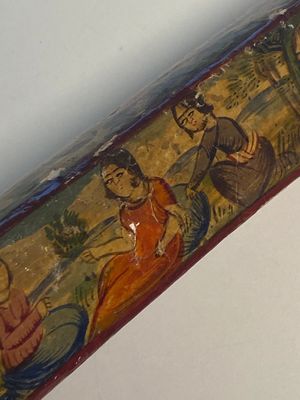 A collection of eight lacquered papier-maché pen boxes or qalamdans, Qajar, Persia, 19th C. — photo 48