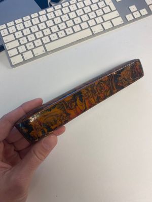 A collection of eight lacquered papier-maché pen boxes or qalamdans, Qajar, Persia, 19th C. — photo 60