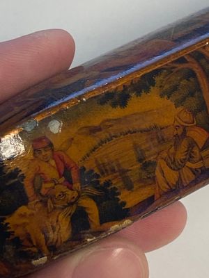 A collection of eight lacquered papier-maché pen boxes or qalamdans, Qajar, Persia, 19th C. — photo 61