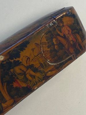 A collection of eight lacquered papier-maché pen boxes or qalamdans, Qajar, Persia, 19th C. — photo 63