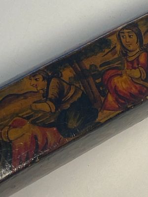 A collection of eight lacquered papier-maché pen boxes or qalamdans, Qajar, Persia, 19th C. — photo 82