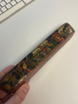 A collection of eight lacquered papier-maché pen boxes or qalamdans, Qajar, Persia, 19th C. — photo 96