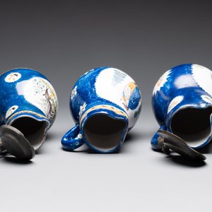 A collection of five polychrome Brussels faience jugs, some with pewter-mounts, 18/19th C. — 照片 6