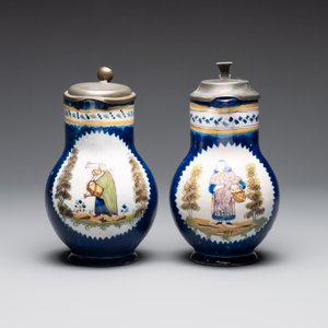 A collection of five polychrome Brussels faience jugs, some with pewter-mounts, 18/19th C. — 照片 8