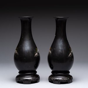 A collection of seven Chinese Fuzhou or Foochow lacquer vases, 19/20th C. — 照片 4