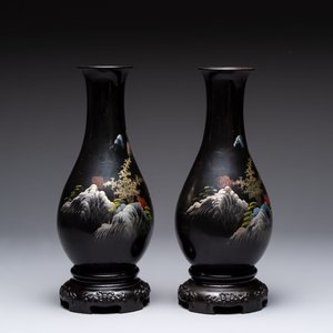 A collection of seven Chinese Fuzhou or Foochow lacquer vases, 19/20th C. — foto 3