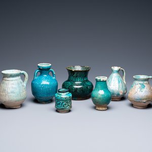 A collection of seven turquoise-glazed jugs and vases, Middle-East, 13th C. and later — photo 1