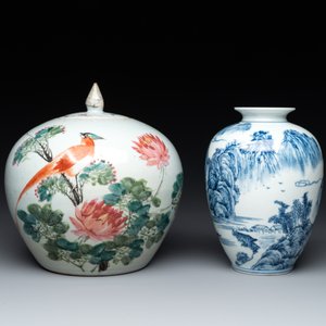 A collection of six Chinese blue and white, famille rose and verte wares, Kangxi and Tongzhi mark, 19/20th C. — photo 8