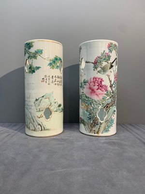 A collection of six Chinese famille rose hat stands, 19/20th C. — photo 1