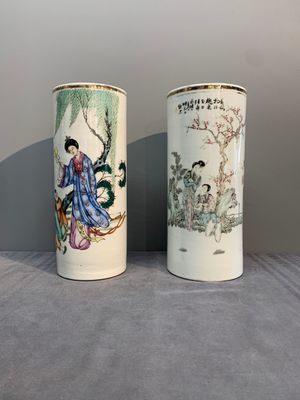 A collection of six Chinese famille rose hat stands, 19/20th C. — photo 13
