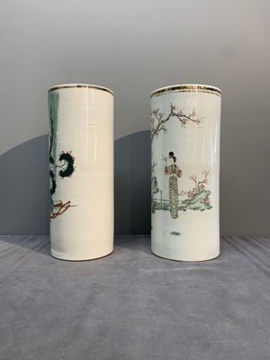 A collection of six Chinese famille rose hat stands, 19/20th C. — photo 14