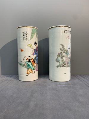 A collection of six Chinese famille rose hat stands, 19/20th C. — photo 16