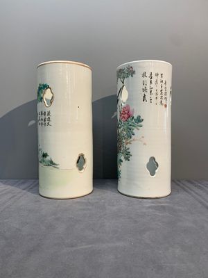 A collection of six Chinese famille rose hat stands, 19/20th C. — photo 2
