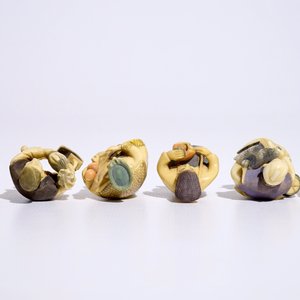A collection of six polychrome Japanese ivory netsuke, Taisho, 2nd quarter 20th C., signed — 照片 6
