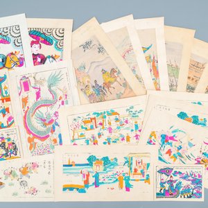 A collection of Vietnamese and Chinese hand-coloured prints, 19/20th C. — 照片 1