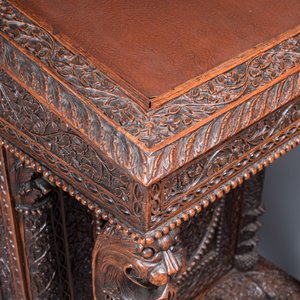 A colonial Anglo-Indian reticulated wooden desk with hidden compartment, 19th C. — 照片 12