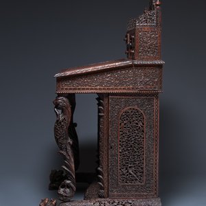 A colonial Anglo-Indian reticulated wooden desk with hidden compartment, 19th C. — 照片 3