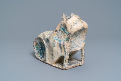 A composite Islamic pottery model of a cat, 20th C.