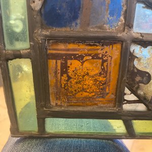 A composite stained and painted glass window mounted in lead alloy, France, 13th C. and later — photo 12