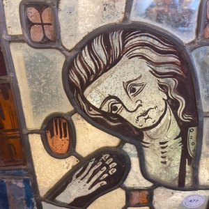 A composite stained and painted glass window mounted in lead alloy, France, 13th C. and later — photo 14