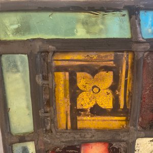 A composite stained and painted glass window mounted in lead alloy, France, 13th C. and later — photo 21