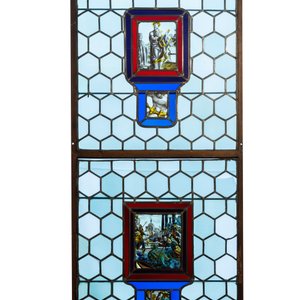 A composite stained and painted glass window mounted in lead alloy, France, 16/17th C. — photo 3