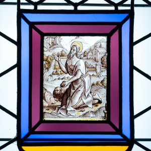 A composite stained and painted glass window mounted in lead alloy, France, 16th C. — photo 7