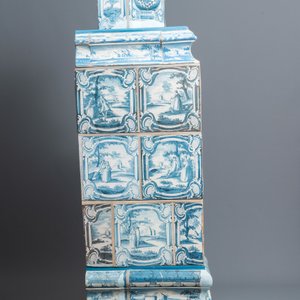 A composite stove with blue and white stove tiles, Nurnberg faience, Germany, 18th C. — 照片 9