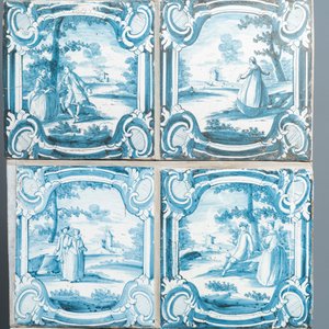 A composite stove with blue and white stove tiles, Nurnberg faience, Germany, 18th C. — 照片 10