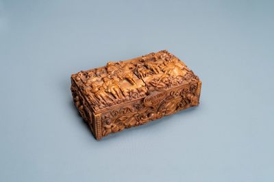 A corozo wood casket with scenes from William Tell, France, 18/19th C.