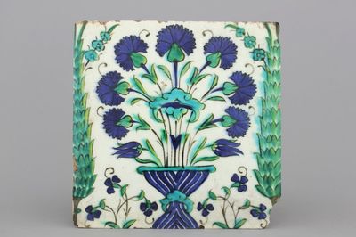 A Damascus tile with a flower vase, ca. 1600