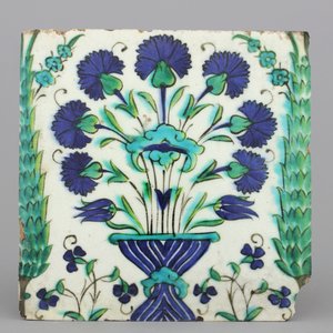 A Damascus tile with a flower vase, ca. 1600 — photo 1