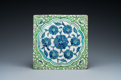 A Damascus tile with floral design, Syria, 1st half 17th C.