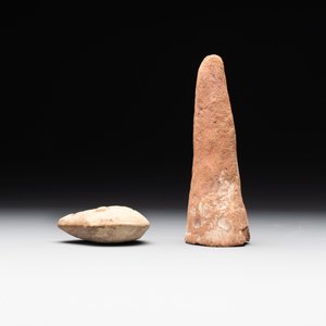 A death mask, a Ushabti, an oil lamp and a ritual cone with hieroglyphs, Egypt, 15th/1st C. B.C. — photo 4