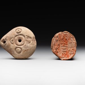 A death mask, a Ushabti, an oil lamp and a ritual cone with hieroglyphs, Egypt, 15th/1st C. B.C. — photo 6