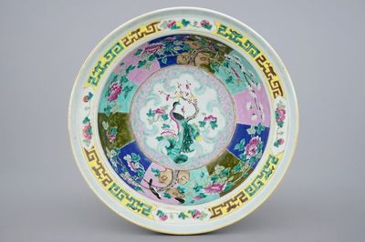 A deep Chinese famille rose Straits porcelain bowl, 19th C.