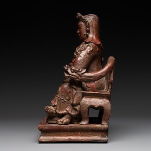 A diverse group of six Chinese lacquered wood and wooden sculptures, 19/20th C. — 照片 23