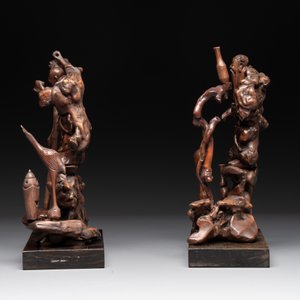 A diverse group of six Chinese lacquered wood and wooden sculptures, 19/20th C. — 照片 5