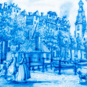 A Dutch blue and white Delft-style plaque with a village view, probably Utrecht, ca. 1800 — 照片 3