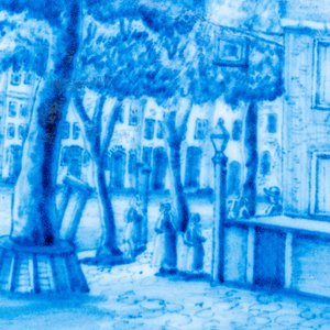 A Dutch blue and white Delft-style plaque with a village view, probably Utrecht, ca. 1800 — 照片 4