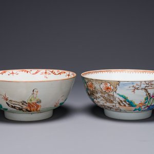 A Dutch-decorated Chinese bowl and a Canton famille rose 'mandarin subject' bowl, Qianlong — 照片 4