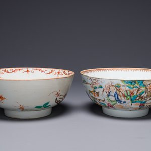 A Dutch-decorated Chinese bowl and a Canton famille rose 'mandarin subject' bowl, Qianlong — 照片 5