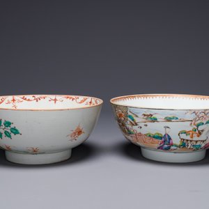 A Dutch-decorated Chinese bowl and a Canton famille rose 'mandarin subject' bowl, Qianlong — 照片 6