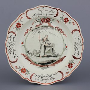 A Dutch-decorated English Leeds orangist creamware plate, 18th C. — photo 1