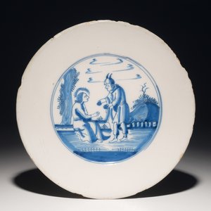 A Dutch Delft blue and white biblical pate, 2nd half 17th C — 照片 1