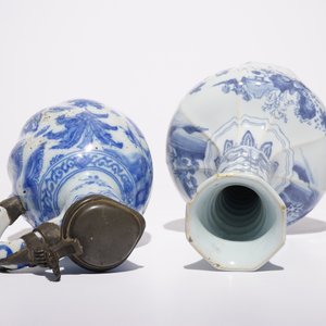A Dutch Delft blue and white chinoiserie dish, a vase and a pewter-mounted jug, 17/18th C. — photo 8