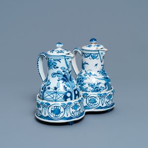 A Dutch Delft blue and white cruet set on stand, 2nd quarter 18th C. — 照片 1