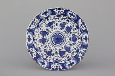 A Dutch Delft blue and white dish, 18th C.