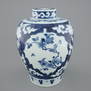 A Dutch Delft blue and white ginger jar and cover, early 18th C. — photo 1
